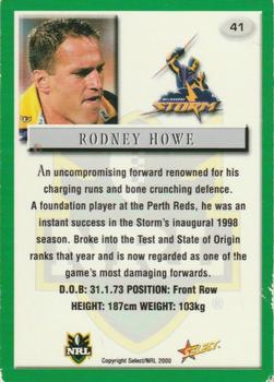 2000 Select #41 Rodney Howe Back